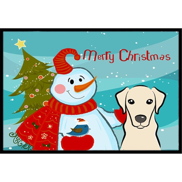 Carolines Treasures Snowman With Yellow Labrador Indoor and Outdoor Mat- 18 x 27 in. BB1842MAT - main